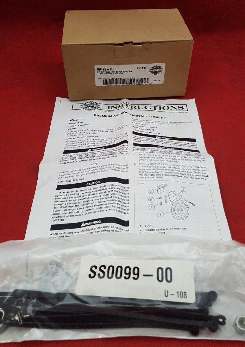 NEW Harley-Davidson 69422-05 Installation Super Loud Horn Kit