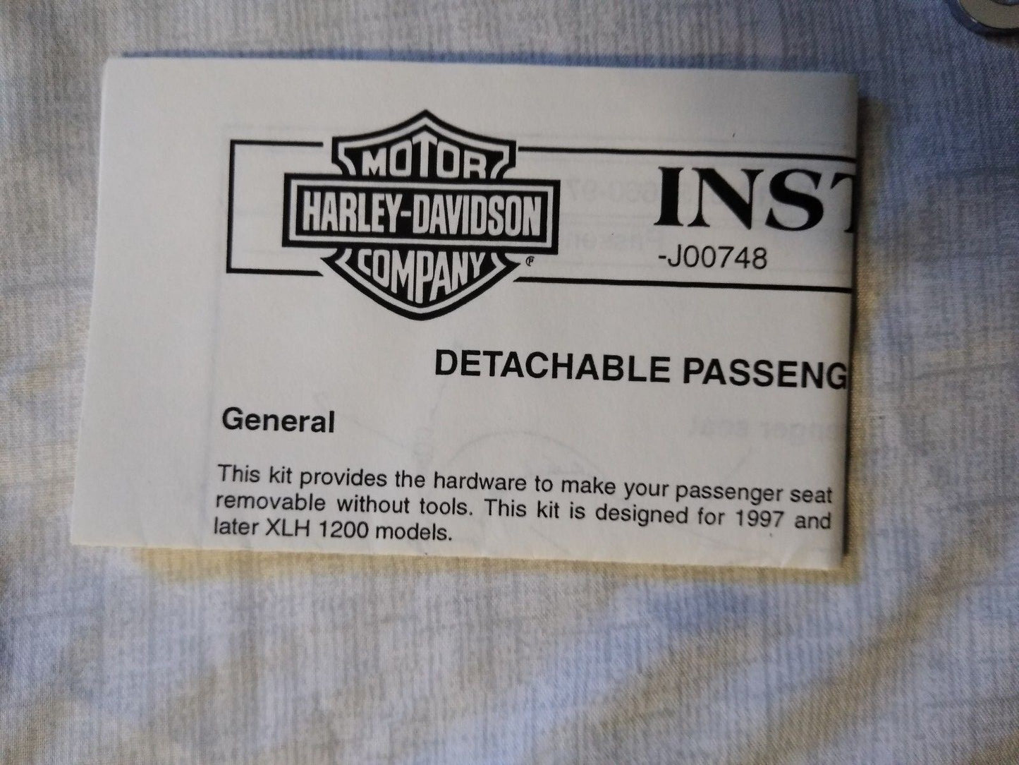 NEW Harley Davidson Sportster XL 883 Detachable Seat Passenger Pillion Kit 51660