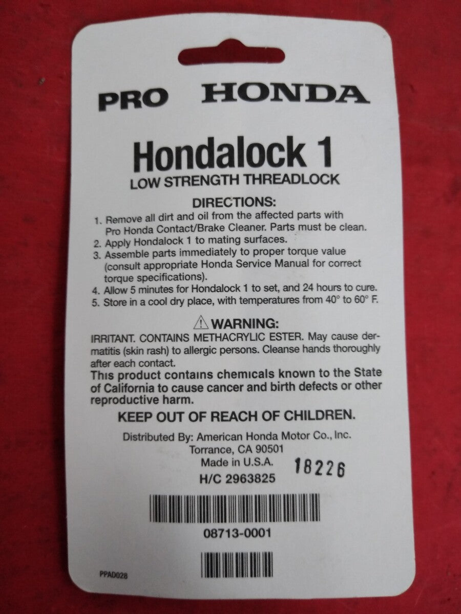NEW PRO HONDA Hondalock 1 Low Strength Threadlock P/N 18226