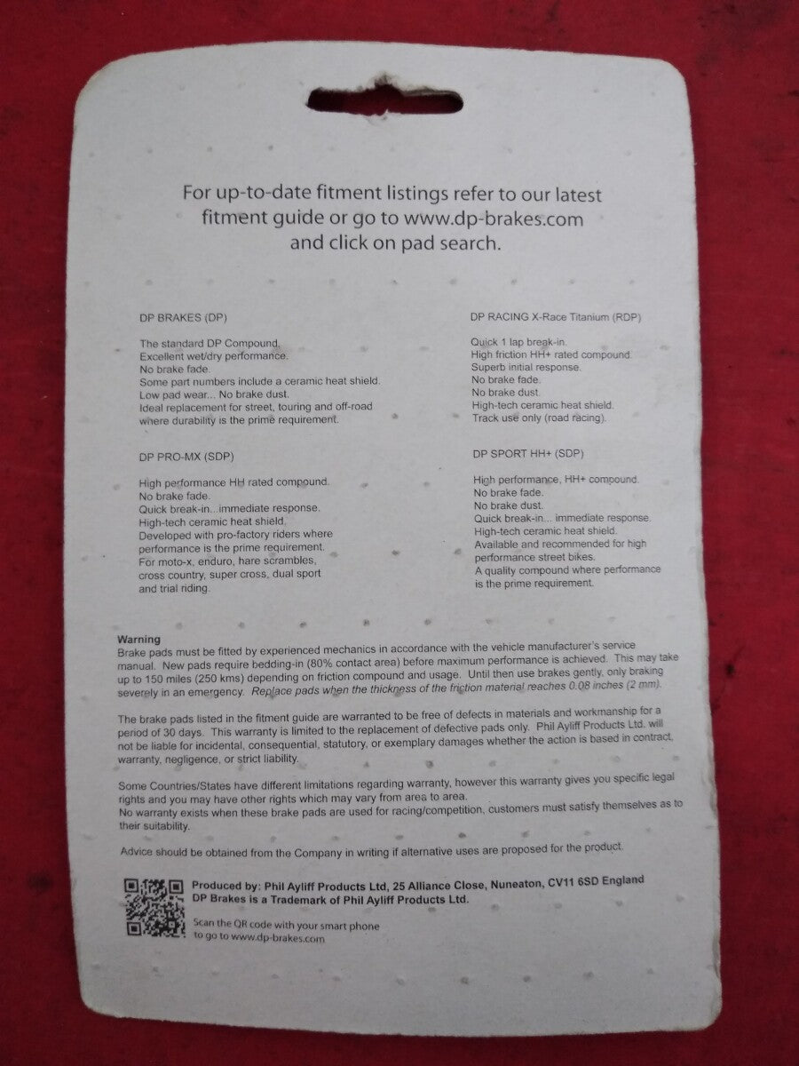 NEW DP Brakes Standard Sintered Metal Brake Pads DP421 / FA199