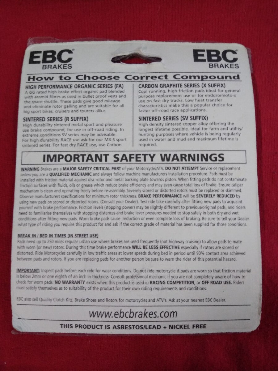 NEW Set of 2 EBC Double-H Sintered Brake Pads FA175HH
