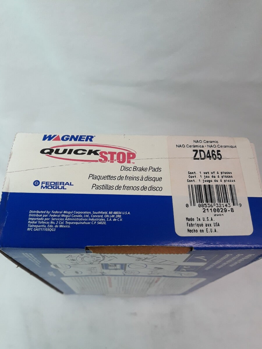 NEW WAGNER QUICK STOP NAO Ceramic Disc Brake Pads Ref# ZD465