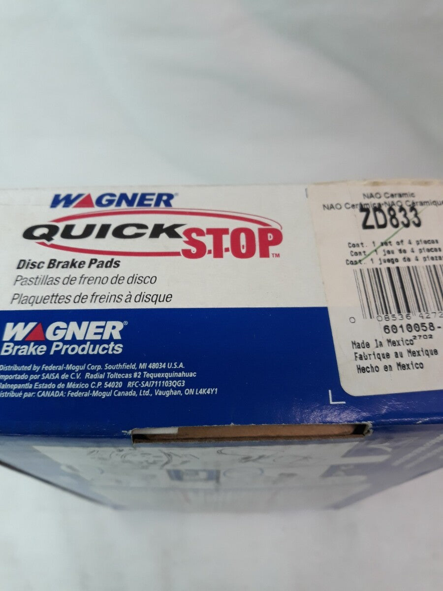 NEW WAGNER QUICK STOP NAO Ceramic Disc Brake Pads Ref# ZD833