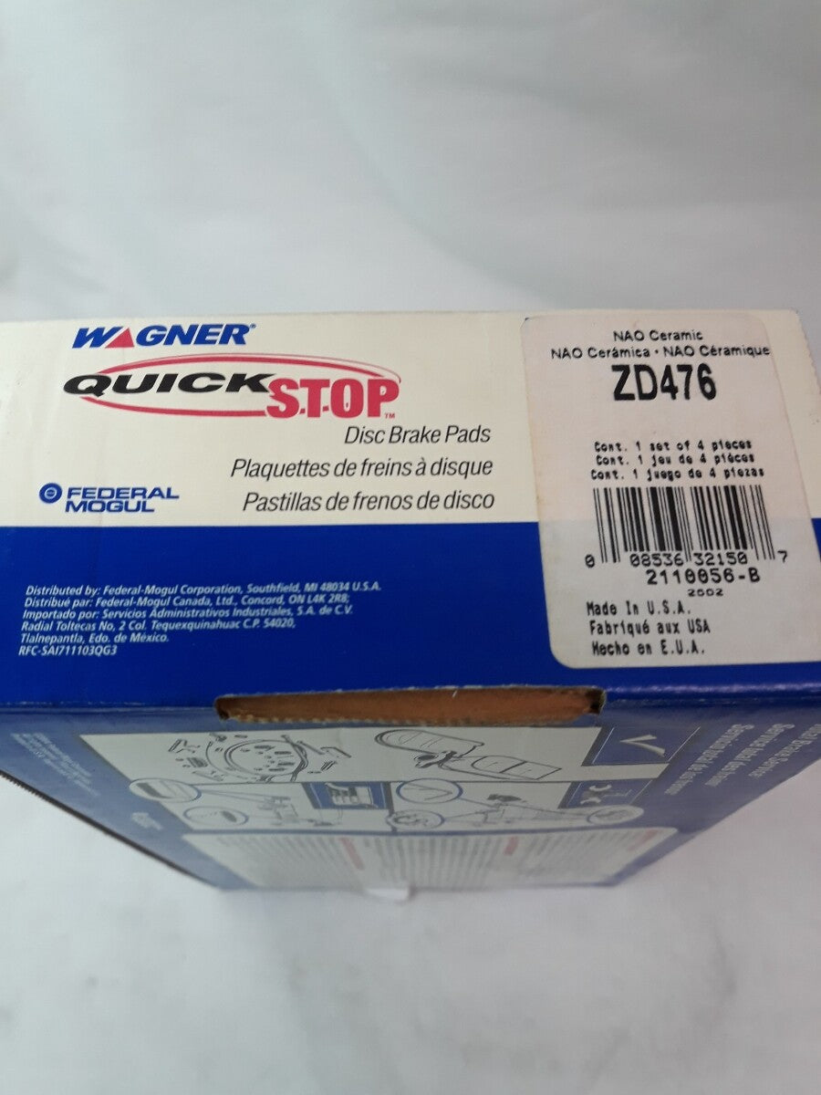 NEW WAGNER QUICK STOP NAO Ceramic Disc Brake Pads Ref# ZD476