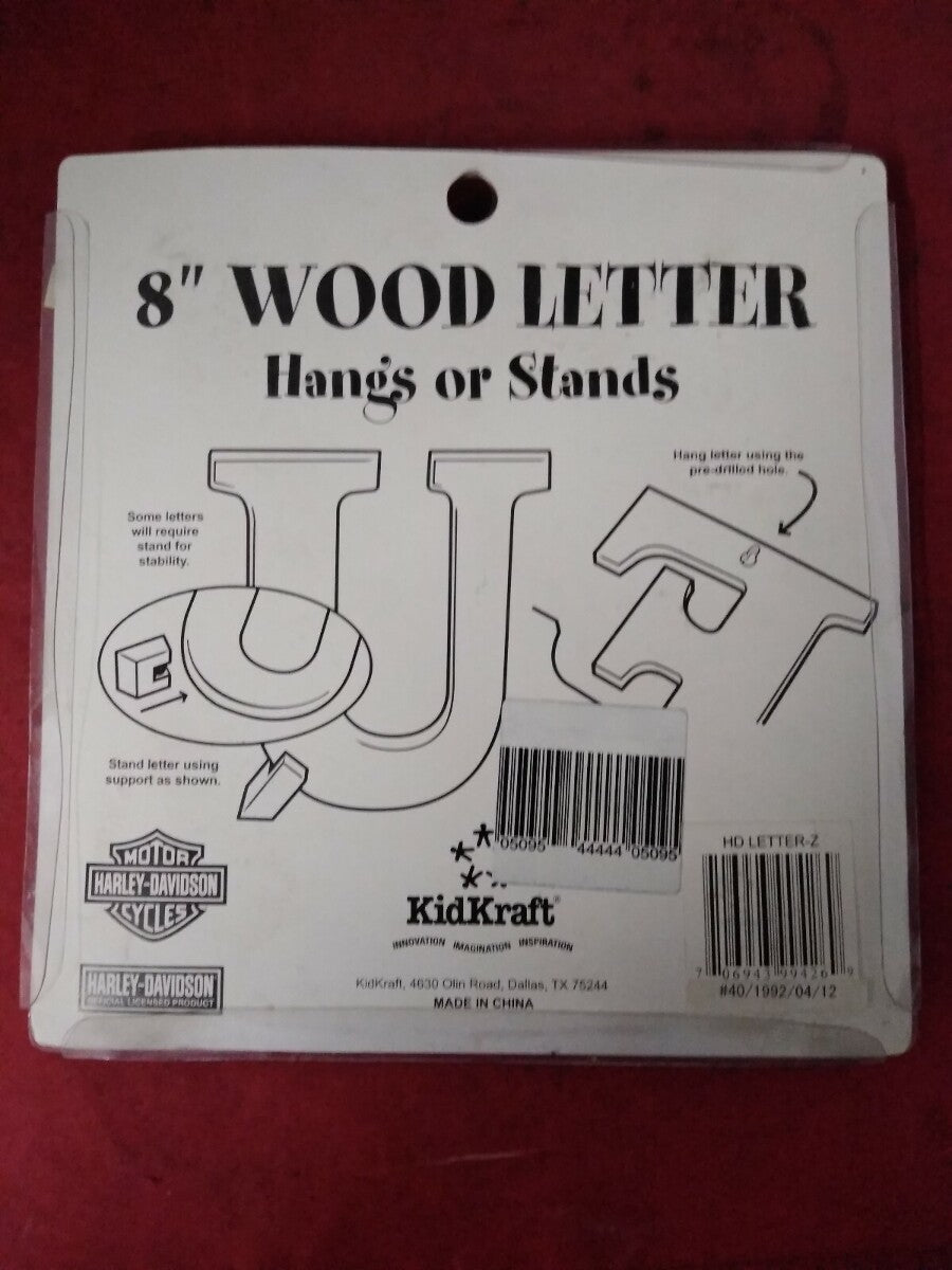 NEW Harley Davidson 8" Wooden Flame Letters " Z "