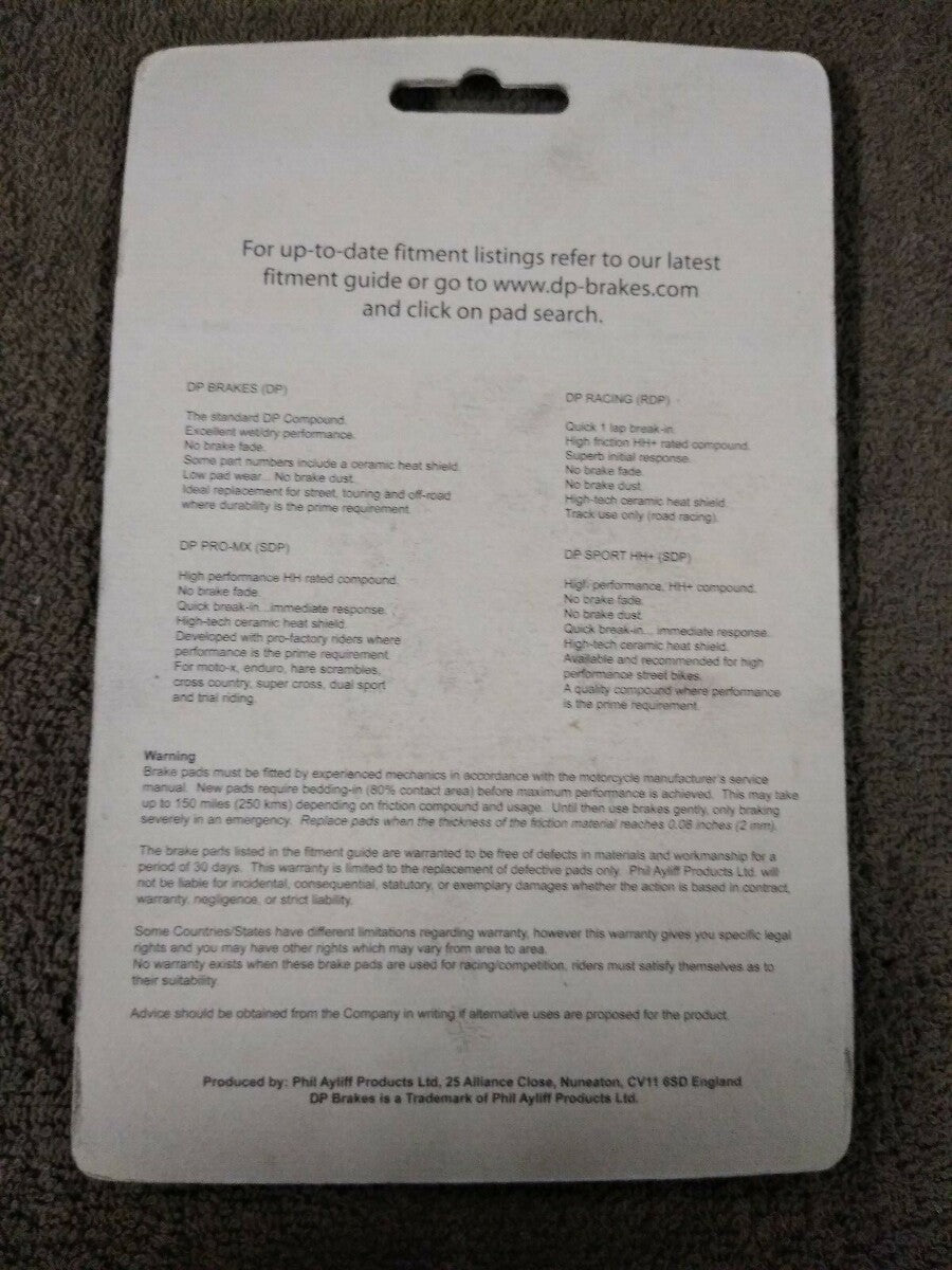 NEW DP Brake Pads / Off Road / ATV / Suzuki, Arctic Cat, Kawasaki / Rear / DP817