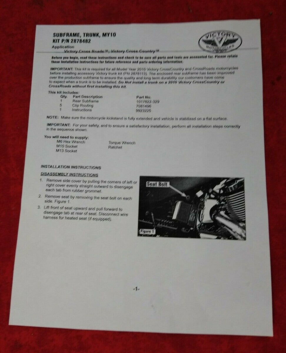 NEW VICTORY 2010 CROSS SERIES TRUNK UPLIFT KIT 2878482