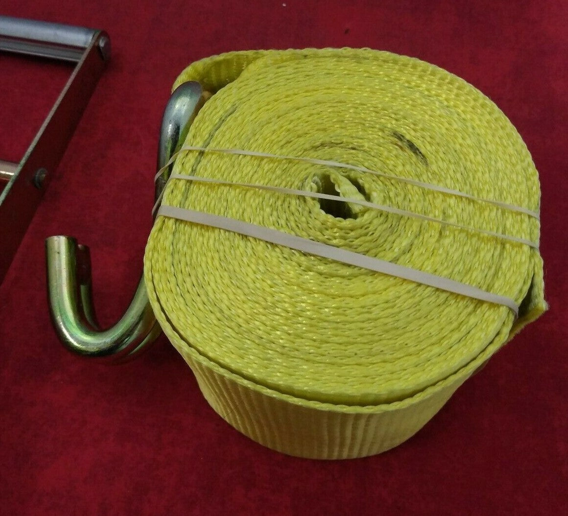 NEW 4" x 22' / Ratchet Cargo Strap and Wench / Bright Yellow