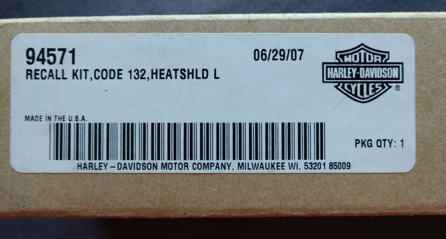 NEW Genuine Harley Davidson Recall Kit, Code 132, Heatshield L, 94571