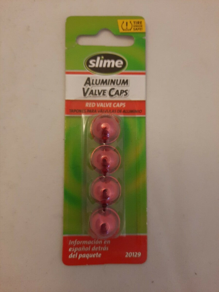 NEW Slime Aluminum Valve Caps Red 4 Pack