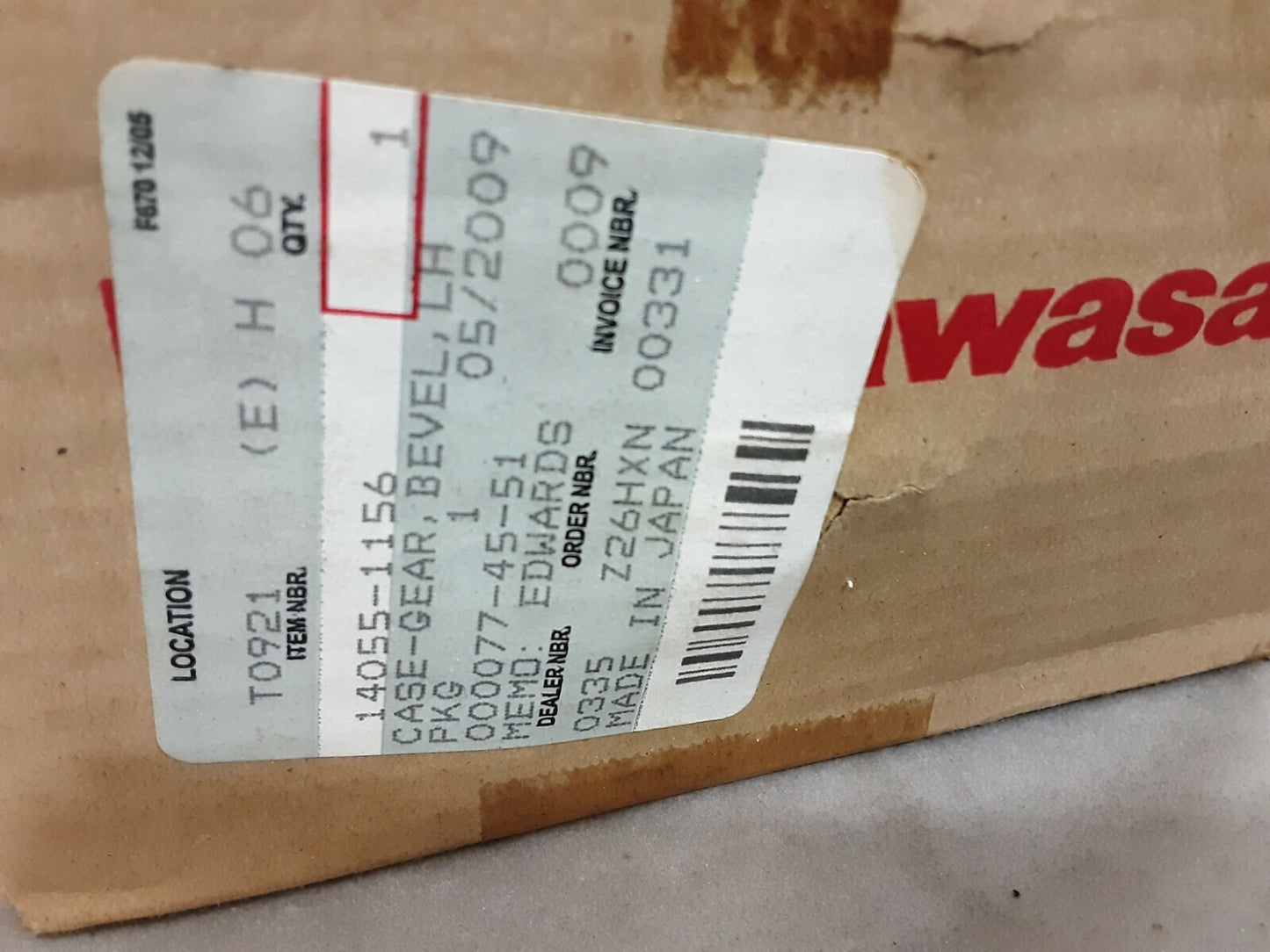 Kawasaki OEM 14055-1156 Gear Case Bevel LH