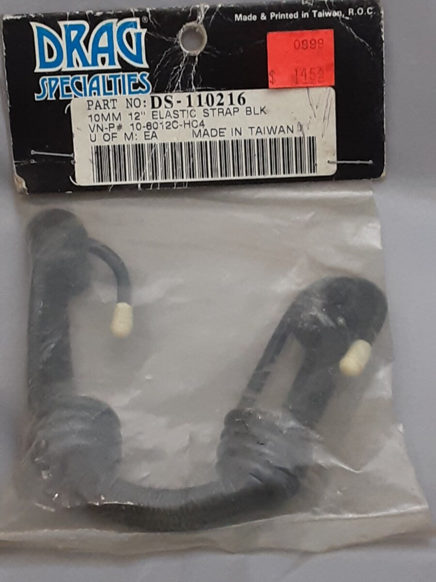 NEW DRAG SPECIALTIES DS-110216 10MM 12" ELASTIC STRAP BLK