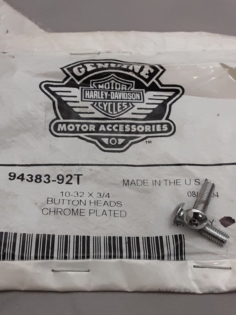 NEW GENUINE HARLEY DAVIDSON 94383-92T QTY2 10-32X3/4 TORX BUTTON HEAD SCREW