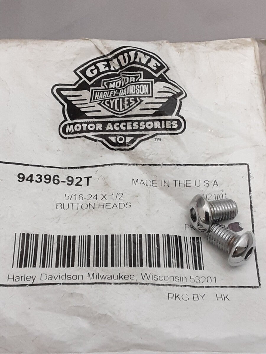 NEW GENUINE HARLEY DAVIDSON 94396-92T QTY2 5/16-24X1/2 TORX BUTTON HEAD SCREW