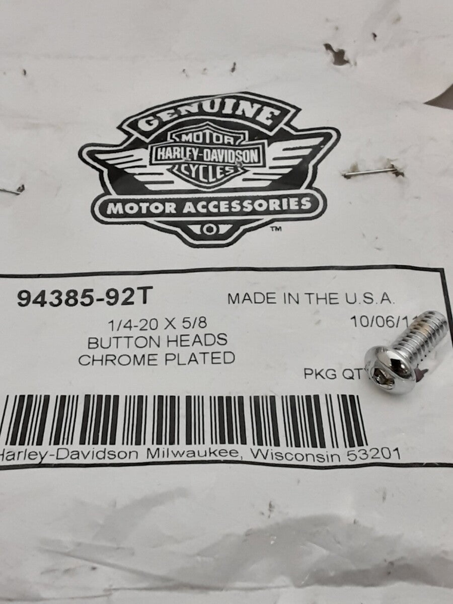 NEW GENUINE HARLEY DAVIDSON 94385-92T 1/4-20X5/8 TORX BUTTON HEAD SCREW