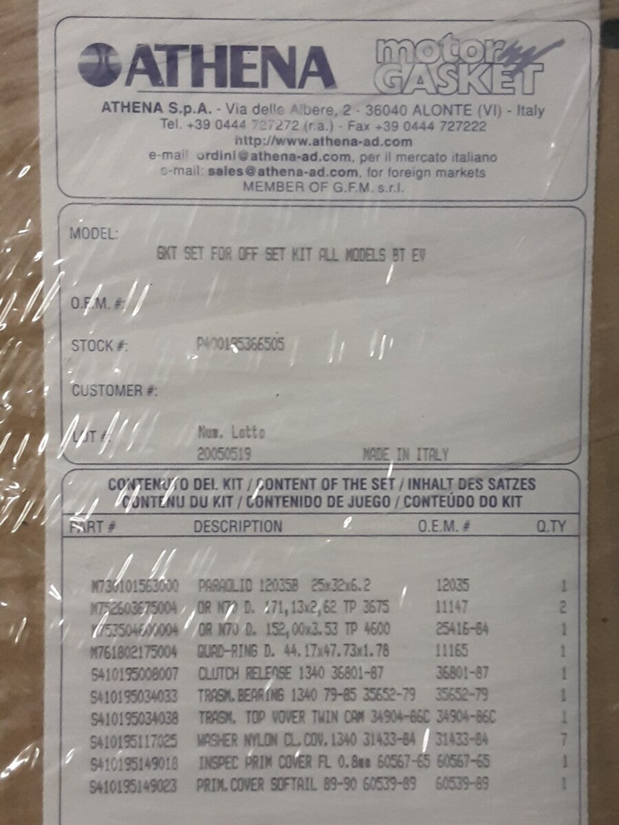 NEW ATHENA P400195366505 Offset gasket kit Harley Davidson evo twin cam