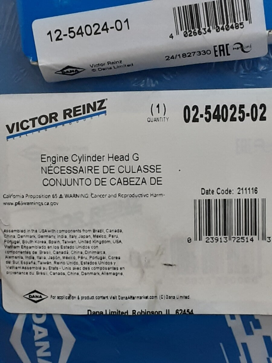 NEW VICTOR REINZ 02-54025-02 Head Gasket Set Toyota Lexus: AURIS, CT, PRIUS,PLUS