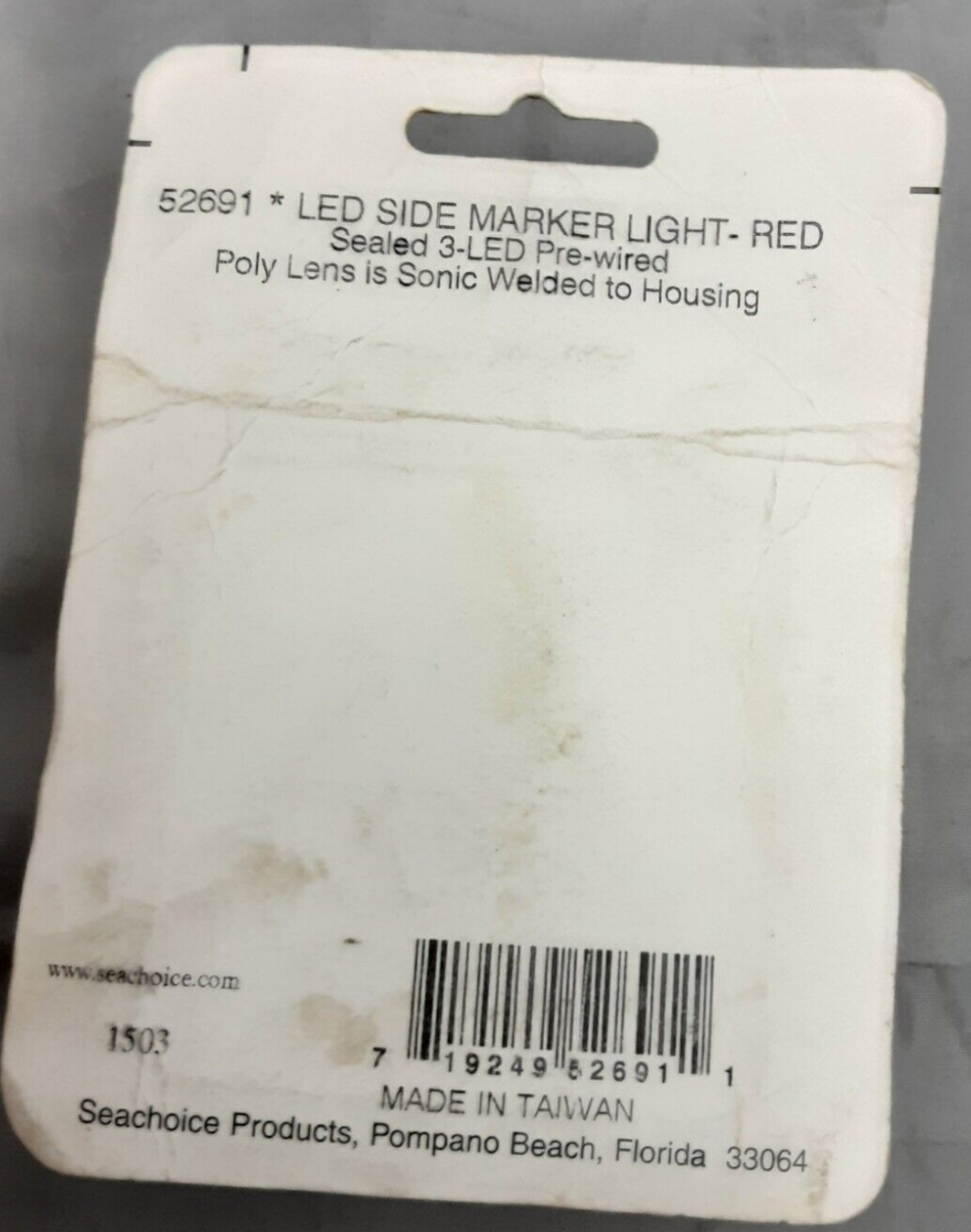 NEW SEACHOICE 52691 RED LED MINI SIDE MARKER LIGHT WITH STUD