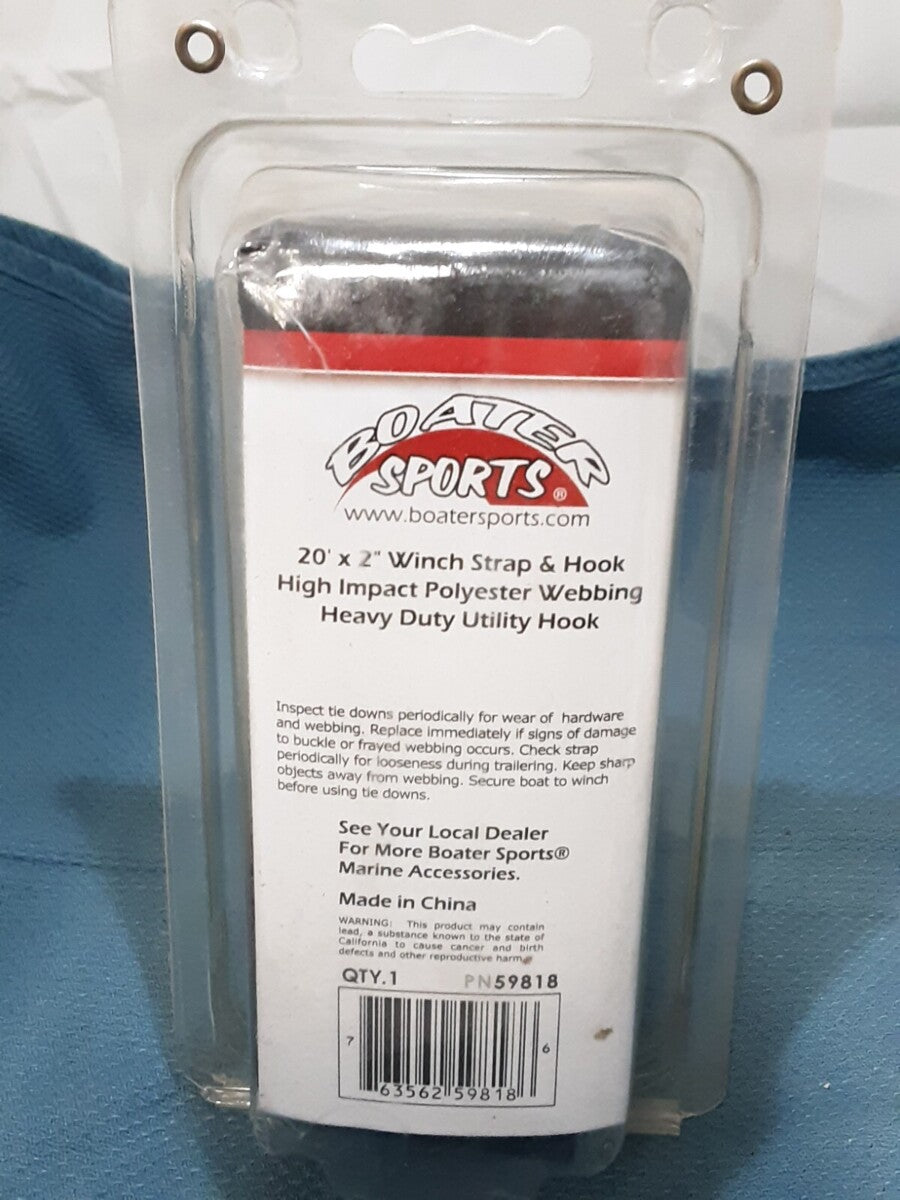 NEW BOATER SPORTS 59818 WINCH STRAP & STRAP 20'X2"