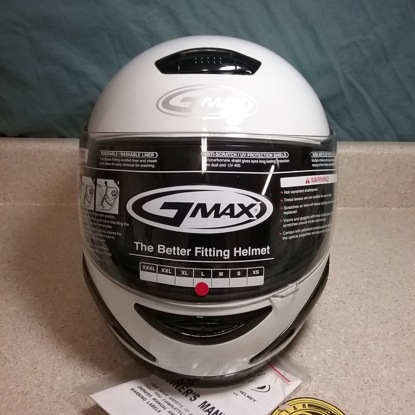NEW GMAX GM38S FULL FACE SOLID SNOWMOBILE HELMET - GLOSS WHITE - LARGE