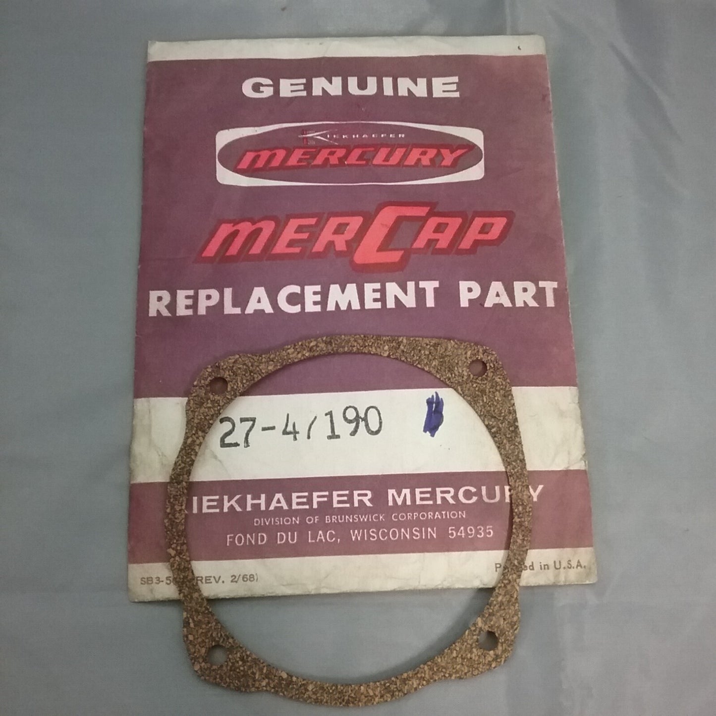 QTY2 NEW MERCURY 27-47190 GASKET