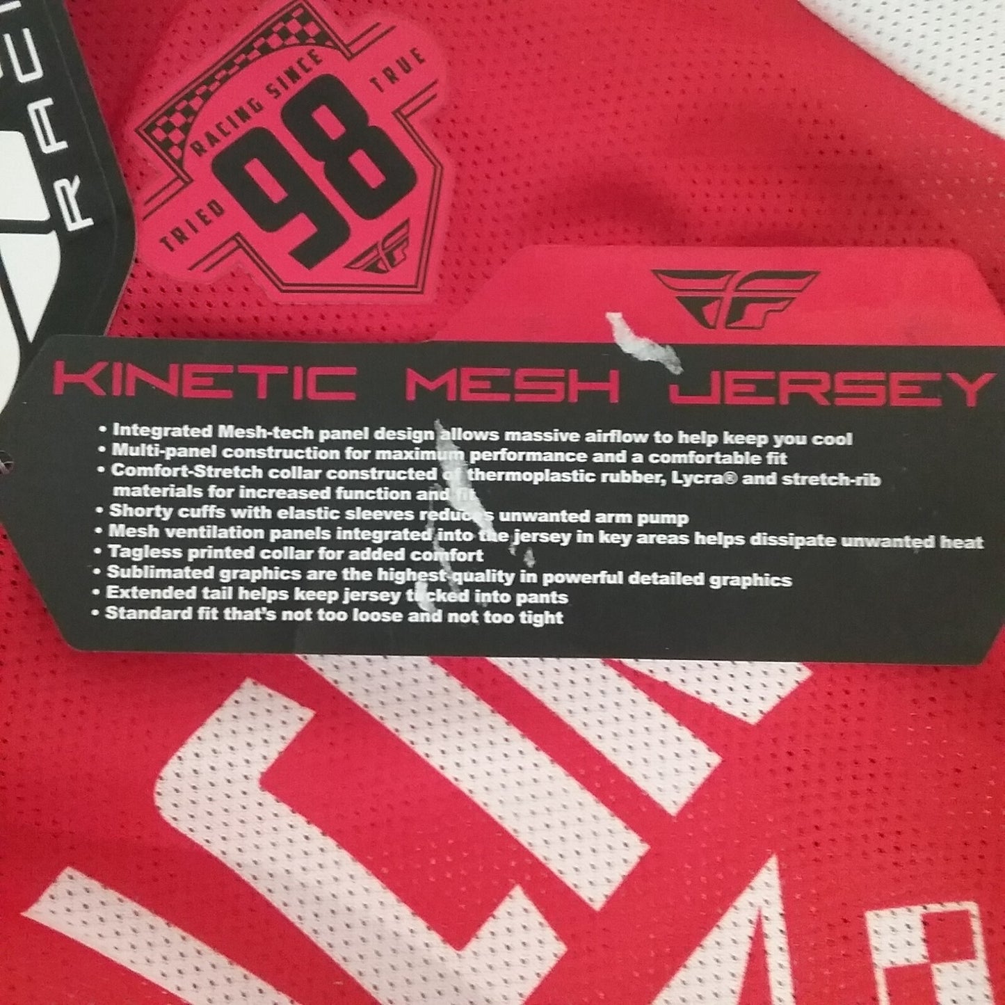 NEW FLY RACING 372-322L SHIRT LONG SLEEVE POLYESTER RED AND WHITE ADULT SIZE L