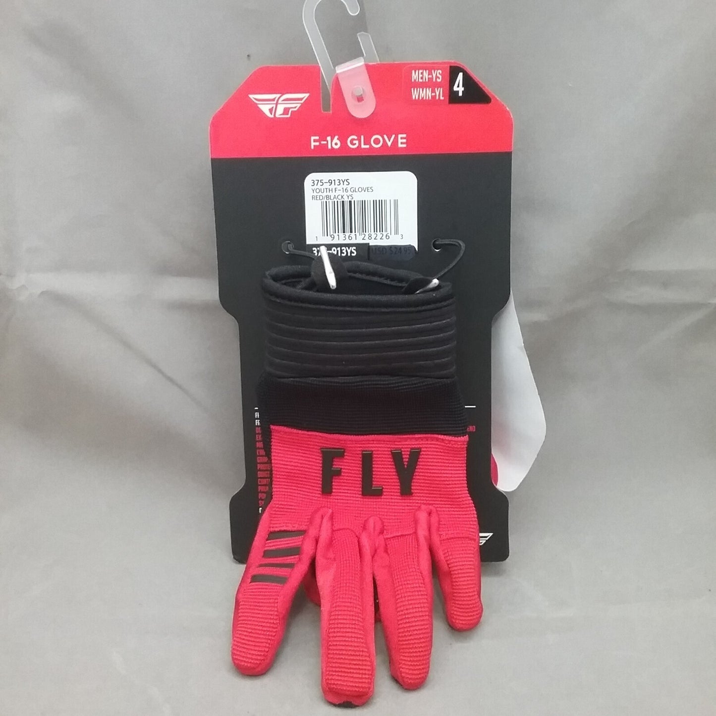 NEW FLY RACING 375-913YS GLOVES MENS YS WOMENS YL XPLORE YOUTH SIZE 4 BLACK/RED