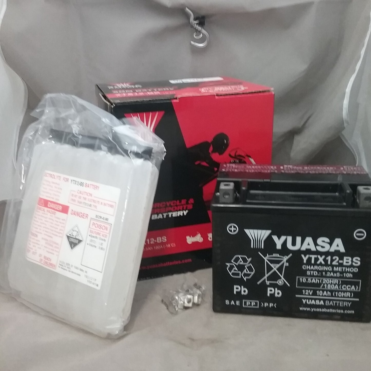 NEW YUASA YTX12-BS BATTERY 6" x 3.4375" x 5.125" 12 VOLT 1.2 AMPS 180 CCA W/ACID