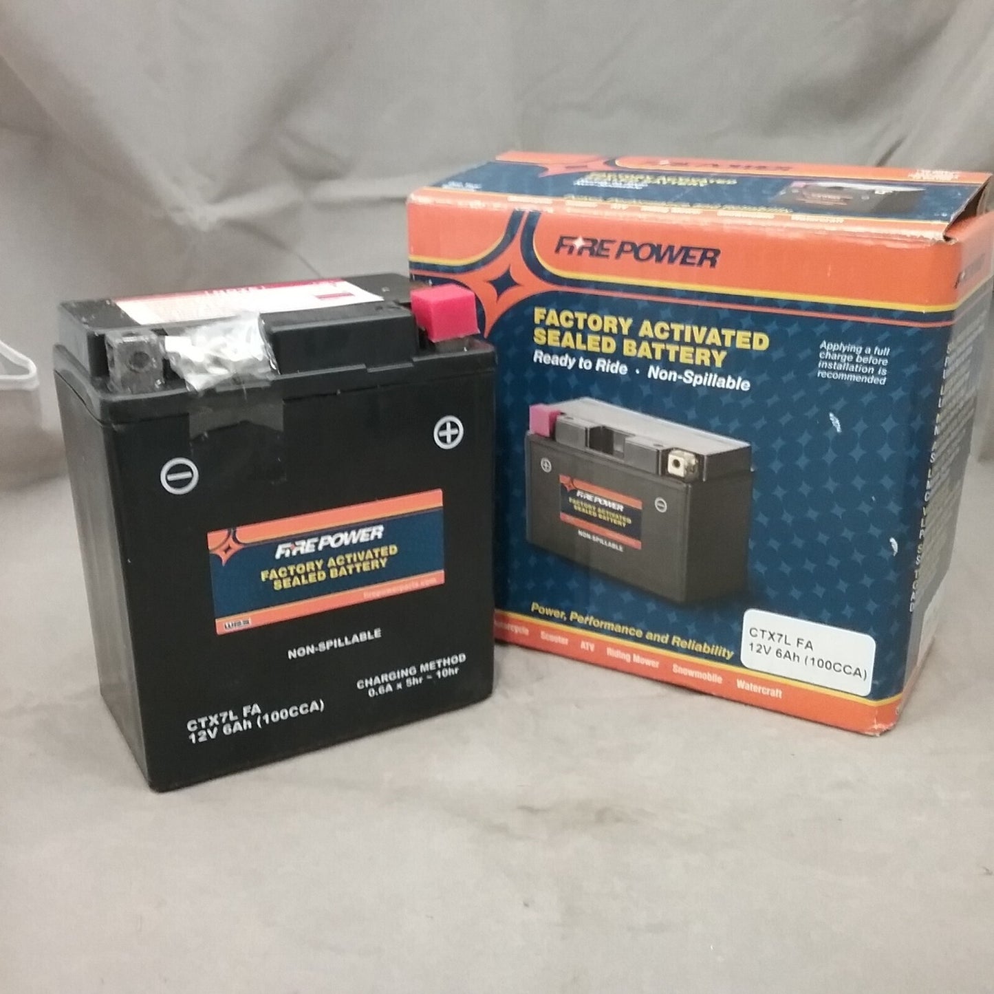 NEW FIRE POWER CTX7L BATTERY MOTORCYCLE 4.5 x 2.8125 x 5 12V 100CCA SEALED