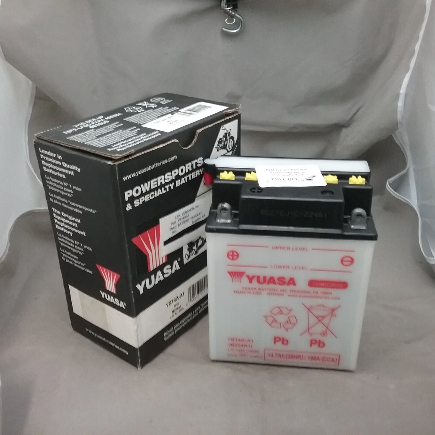 NEW YUASA YB14A-A1 BATTERY MOTORCYCLE 53.3125X3.5X6.9375 12V W/O ACID PACK