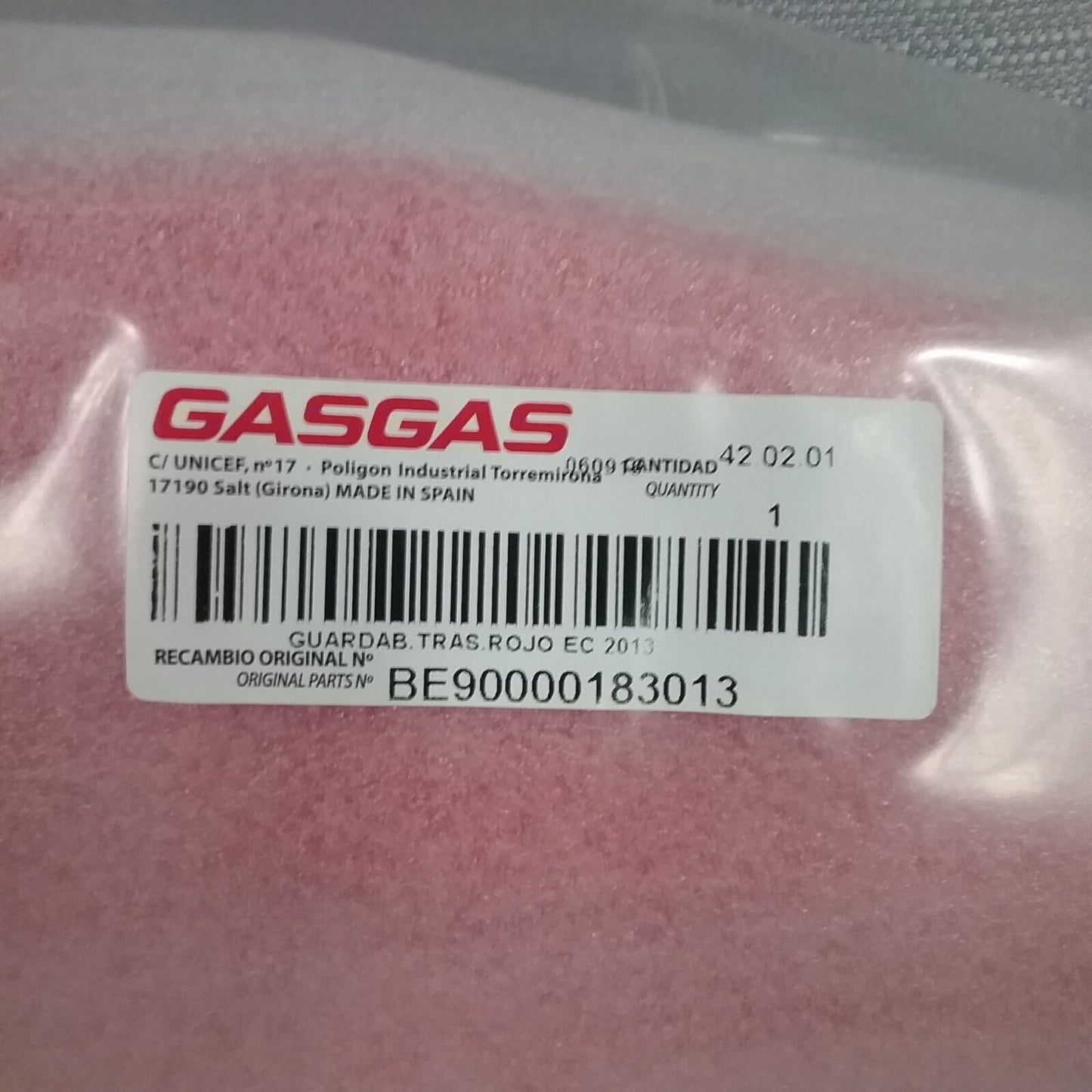 NEW GENUINE GASGAS BE90000183013 REAR FENDER RED