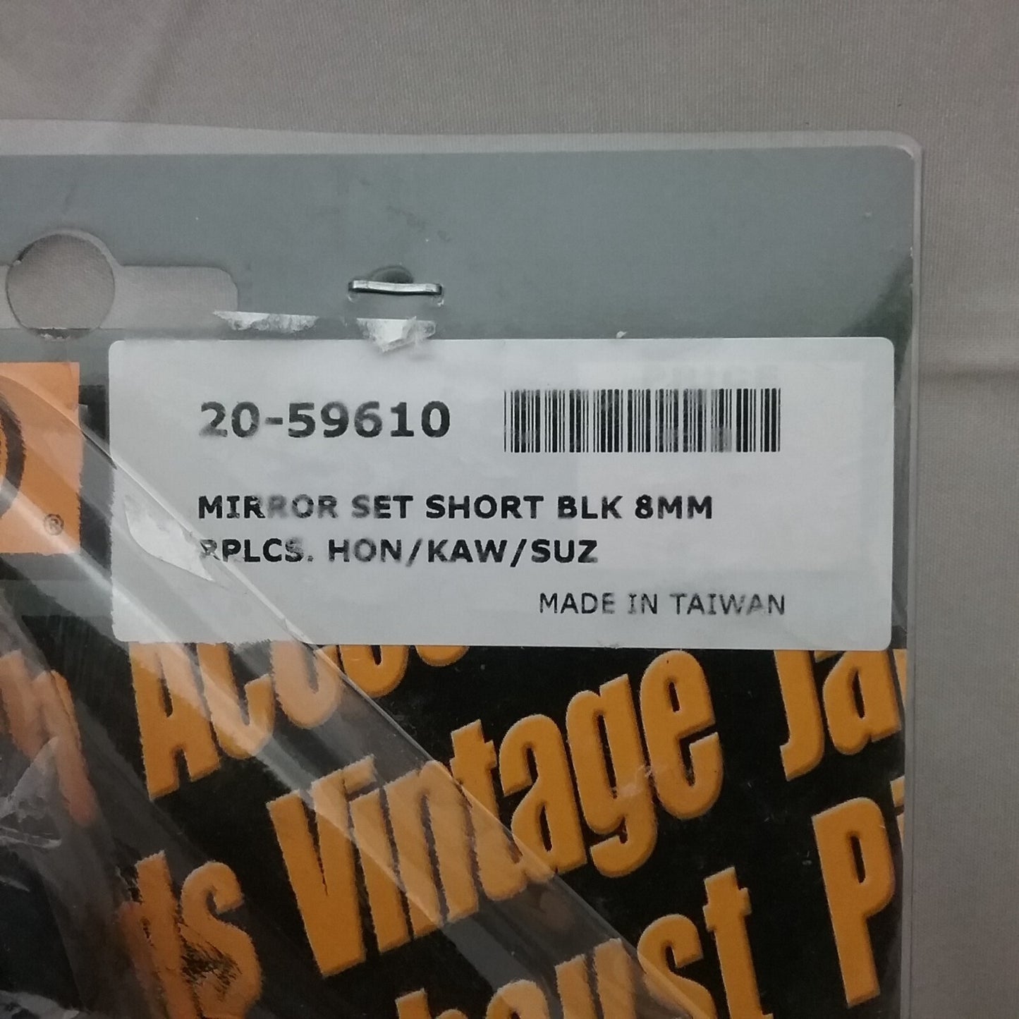 NEW EMGO 20-59610 SHORT MINI SCOOTER MIRROR SET 8MM BLACK HONDA SUZUKI KAWASAKI