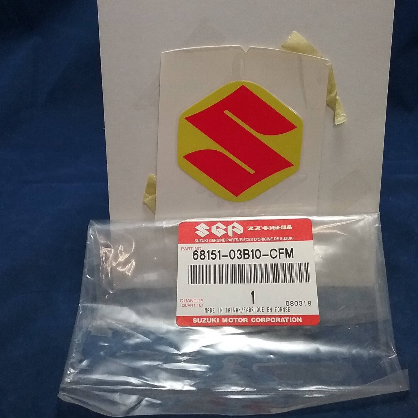 NEW GENUINE SUZUKI 68151-03B10-CFM EMBLEM, "S" FRONT FENDER RM85 2002-2009