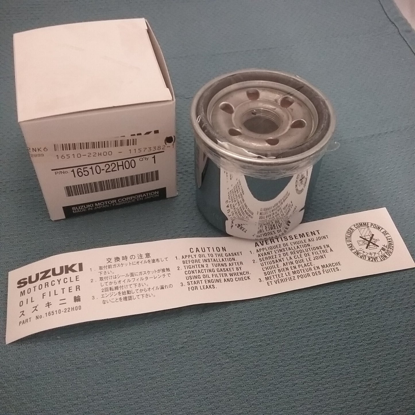 NEW GENUINE SUZUKI 16510-22H00 OIL FILTER GSX GSXR BOULEVARD VOLUSIA