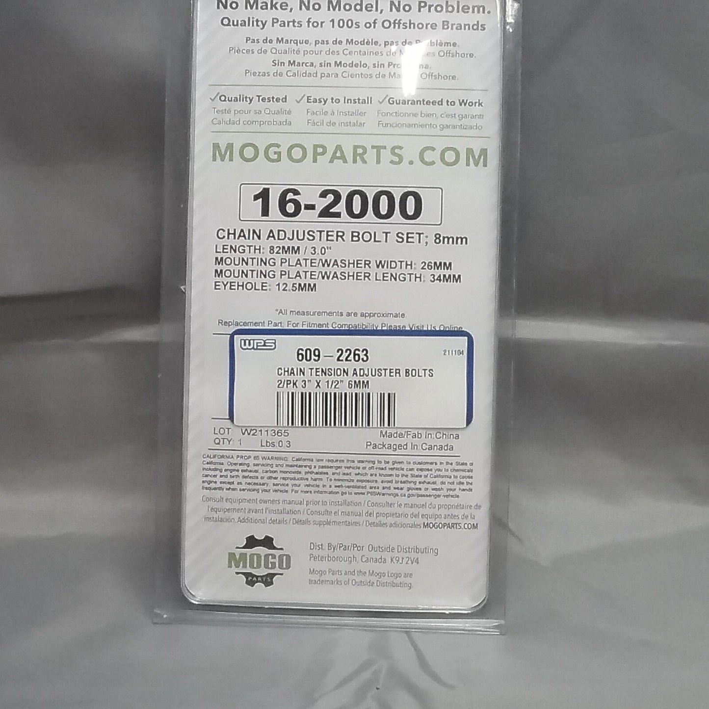 NEW MOGO PARTS 16-2000 CHAIN TENSION ADJUSTER BOLTS 2/PK 3X1/2 - 8mm Thread