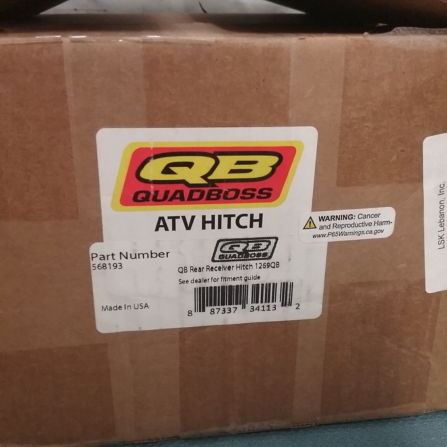 NEW GENUINE QUADBOSS 568193 REAR RECEIVER HITCH 1269QB