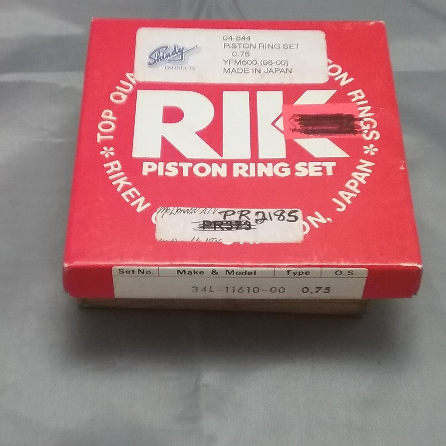 NEW RIKEN 34L-11610-00/PR2185 PISTON RING SET 0.75
