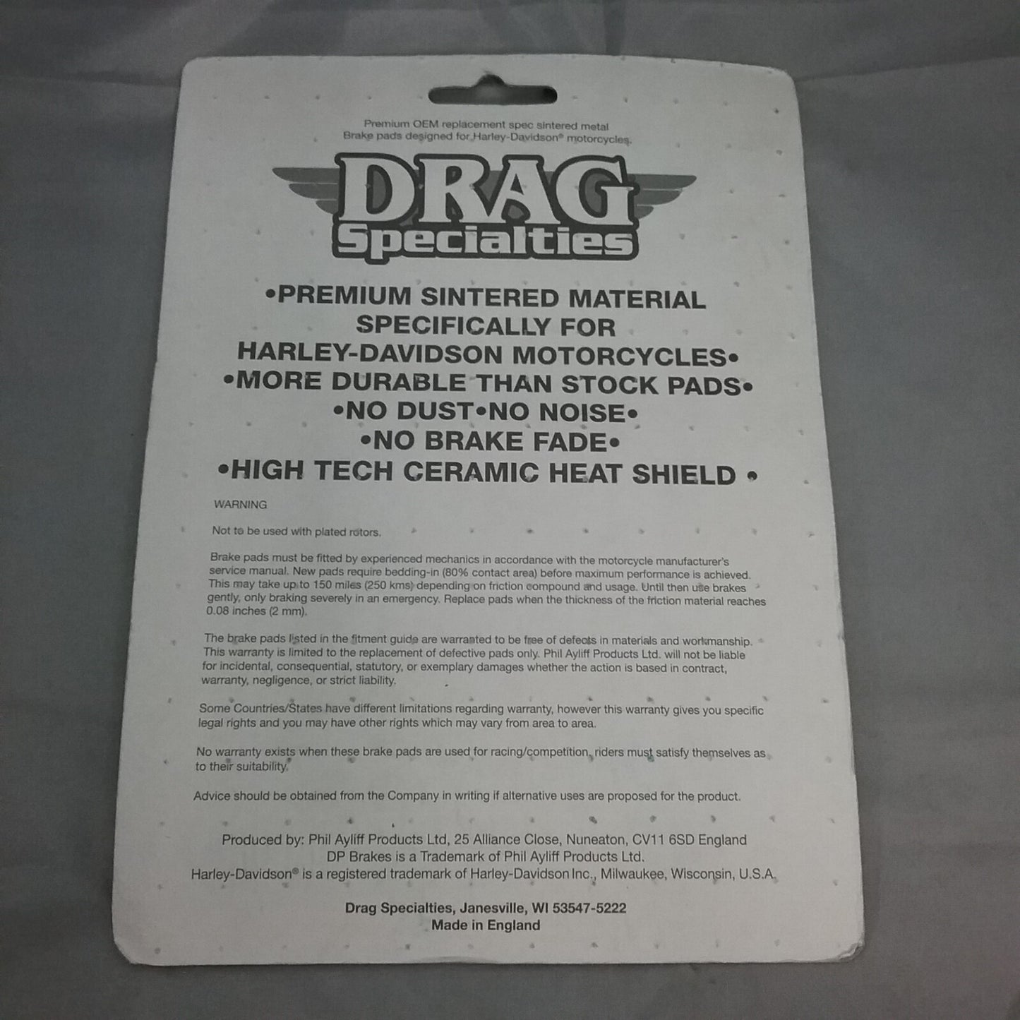 NEW DRAG SPECIALTIES 1721-2470 PREMIUM BRAKE PAD HDP901