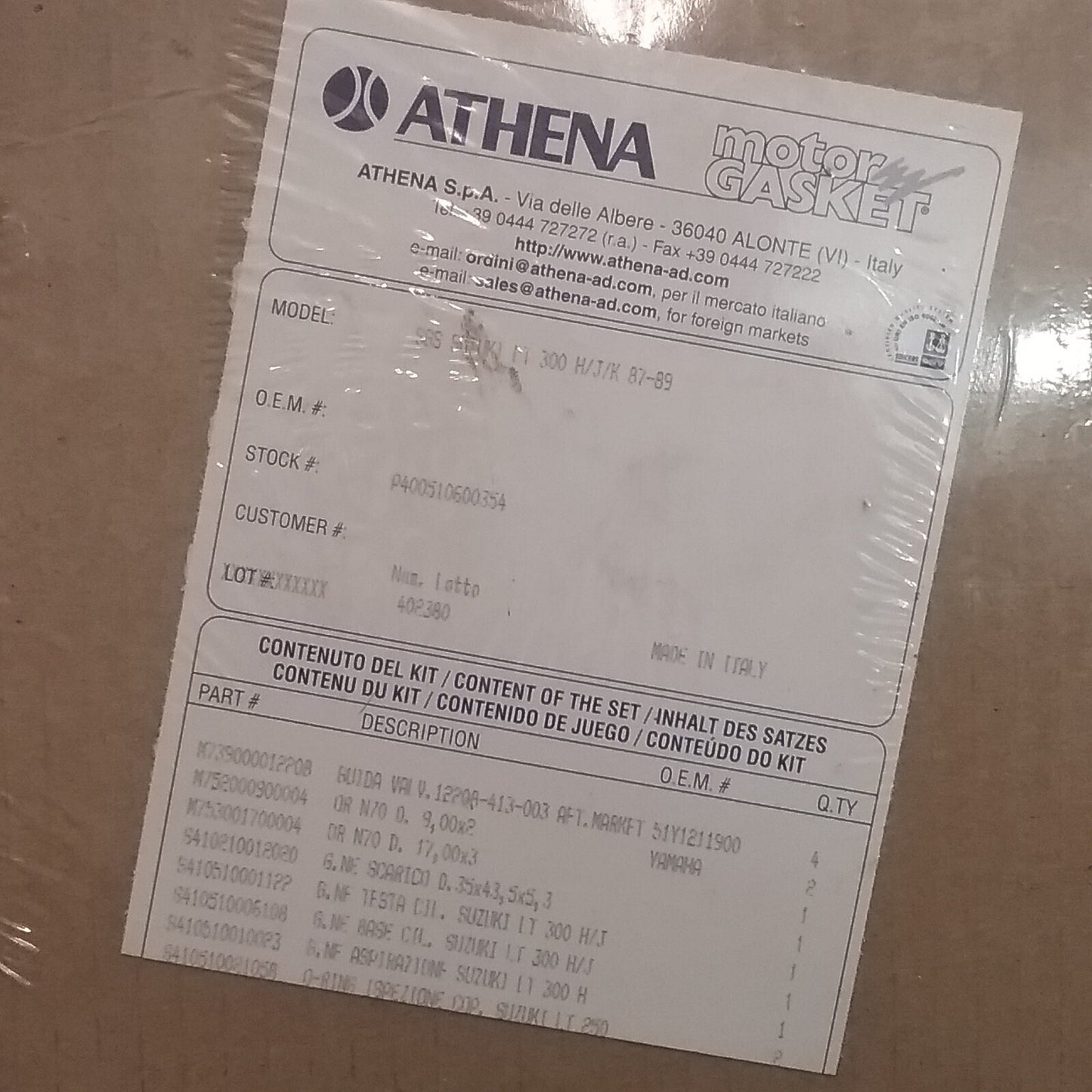 NEW ATHENA 400510600354 TOP-END GASKET KIT
