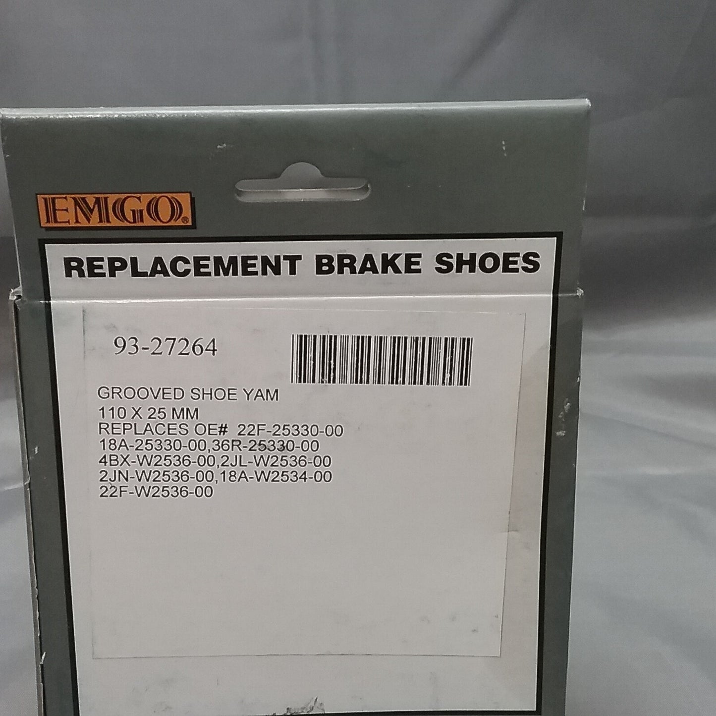 NEW EMGO 93-27264 / 22F-25330-00 MOTORCYCLE REPLACEMENT GROOVED BRAKE SHOES