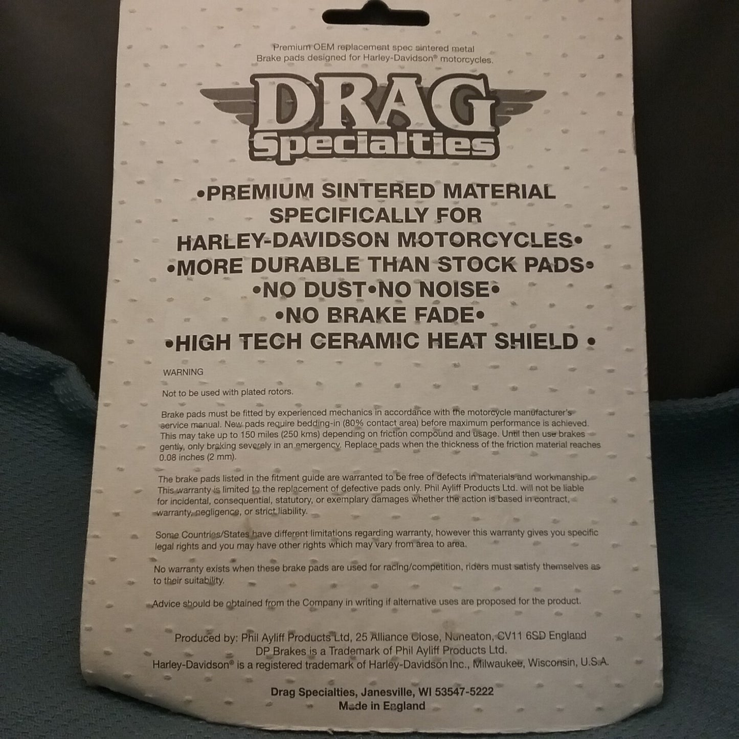 NEW DRAG SPECIALTIES 1721-272 BRAKE PADS, SINTERED HARLEY/BUELL HDP905