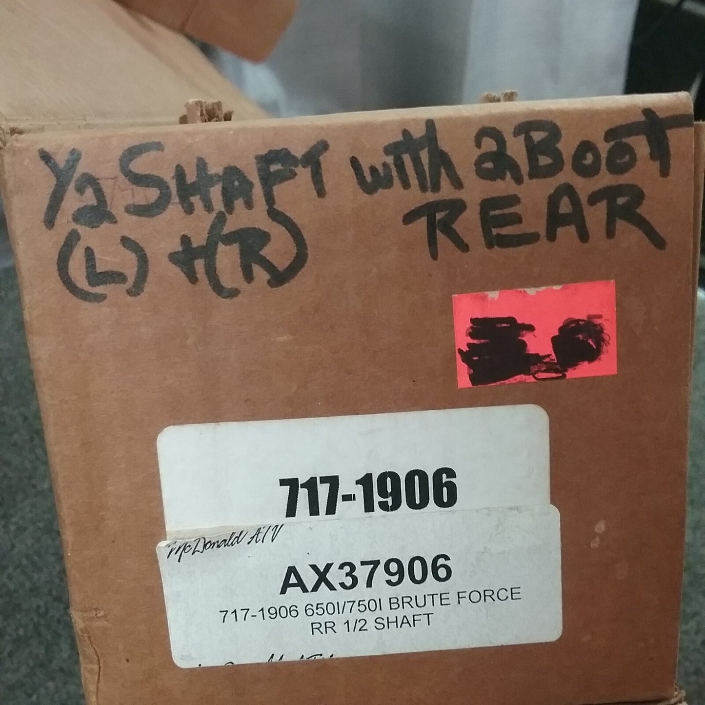 NEW J&M ATV AX37906 650I/750I BRUTEFORCE HALF SHAFT REAR REPLACES 717-1906