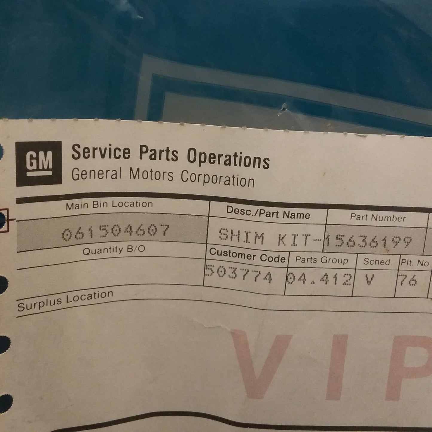 NEW GENUINE GM 15636199 Shim, Mainshaft Rear Bearing (.0253, .0263)
