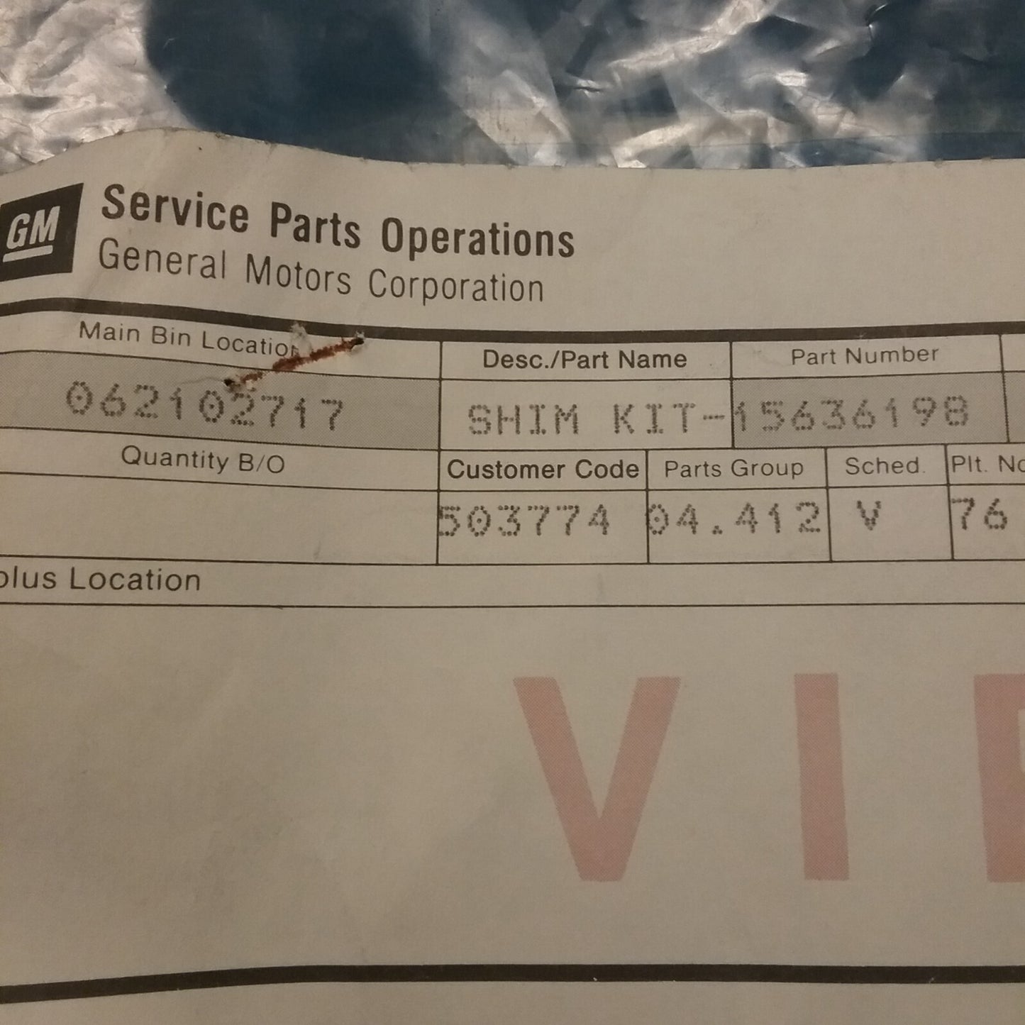 NEW GENUINE GM 15636198 Shim, Mainshaft Rear Bearing (.0231, .0241)