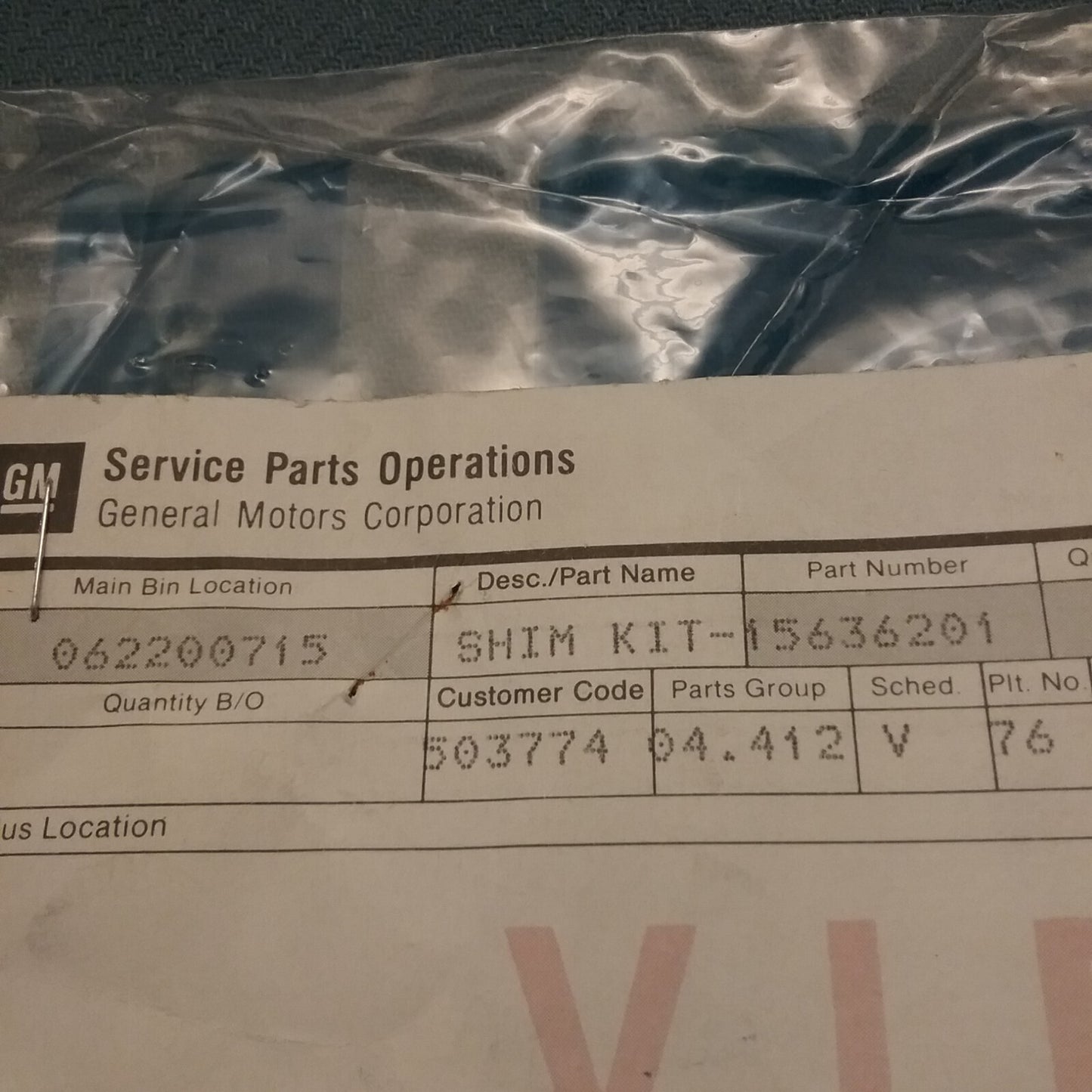 NEW GENUINE GM 15636201 Shim, Mainshaft Rear Bearing (.0297, .0307)