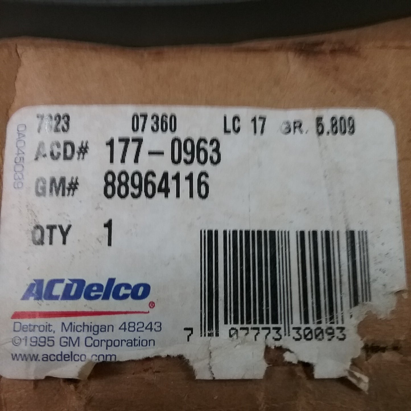 NEW ACDELCO 177-0963 Rotor, Front Brake GM 88964116 GR 5.809