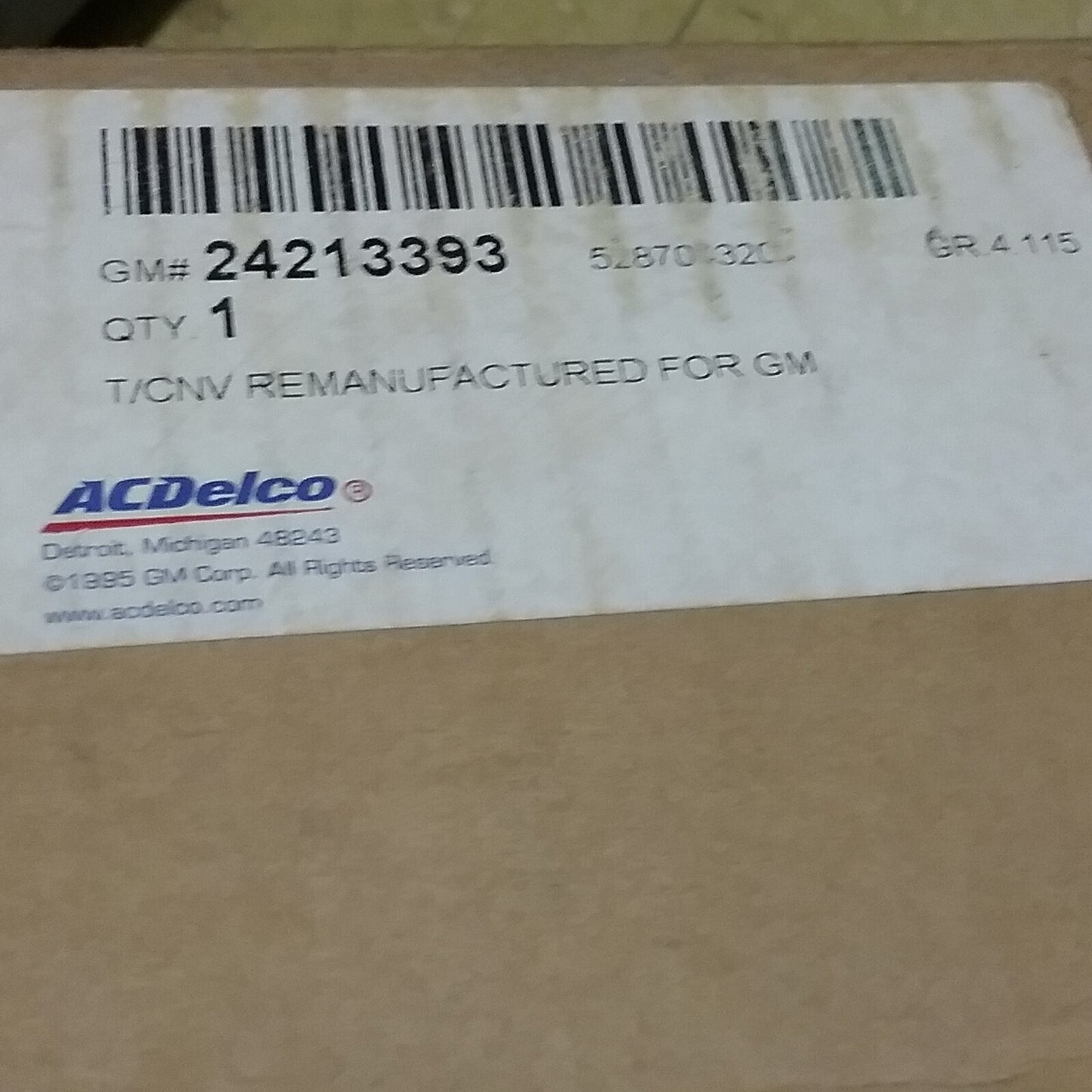NEW ACDELCO 24213393 REMANUFACTURED AUTOMATIC TRANSMISSION TORQUE CONVERTER