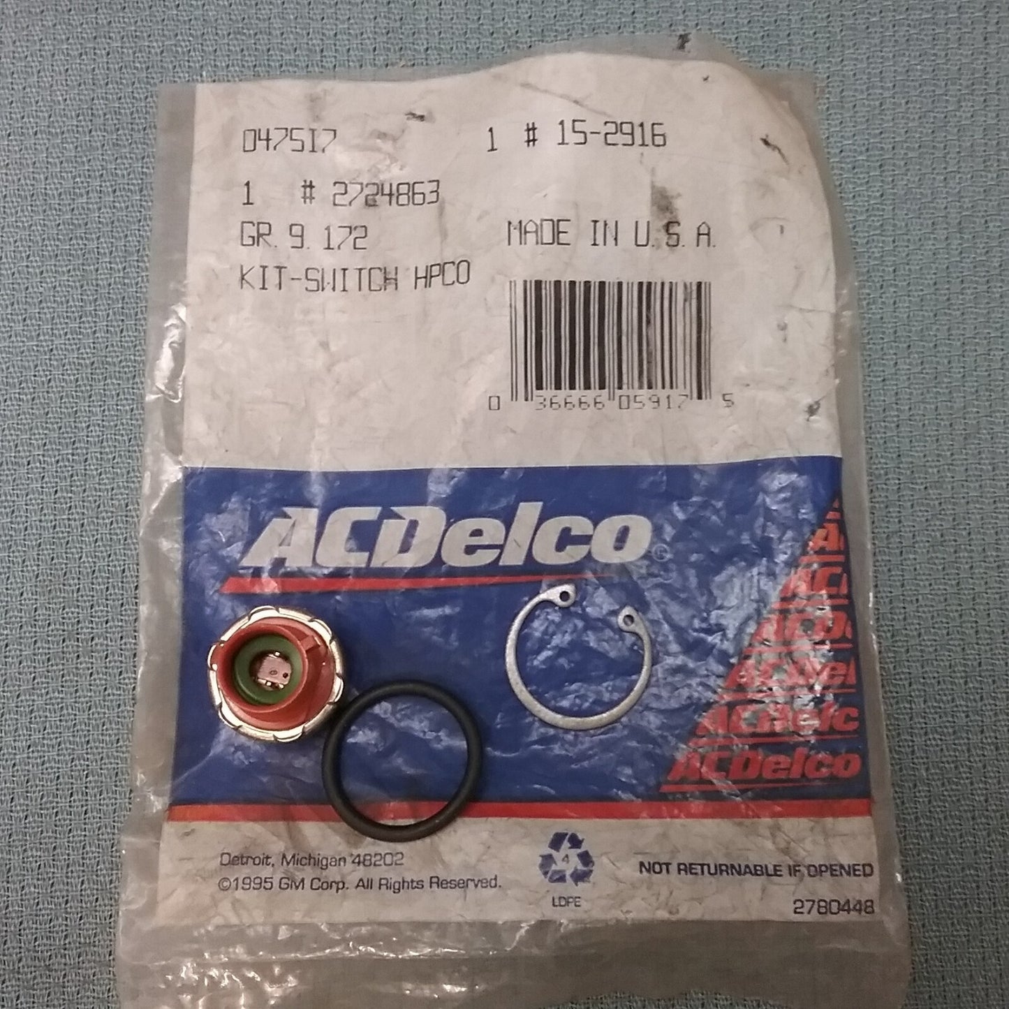 NEW ACDELCO 15-2916 Switch,A/C Compressor High Pressure Cutoff GM 2724863