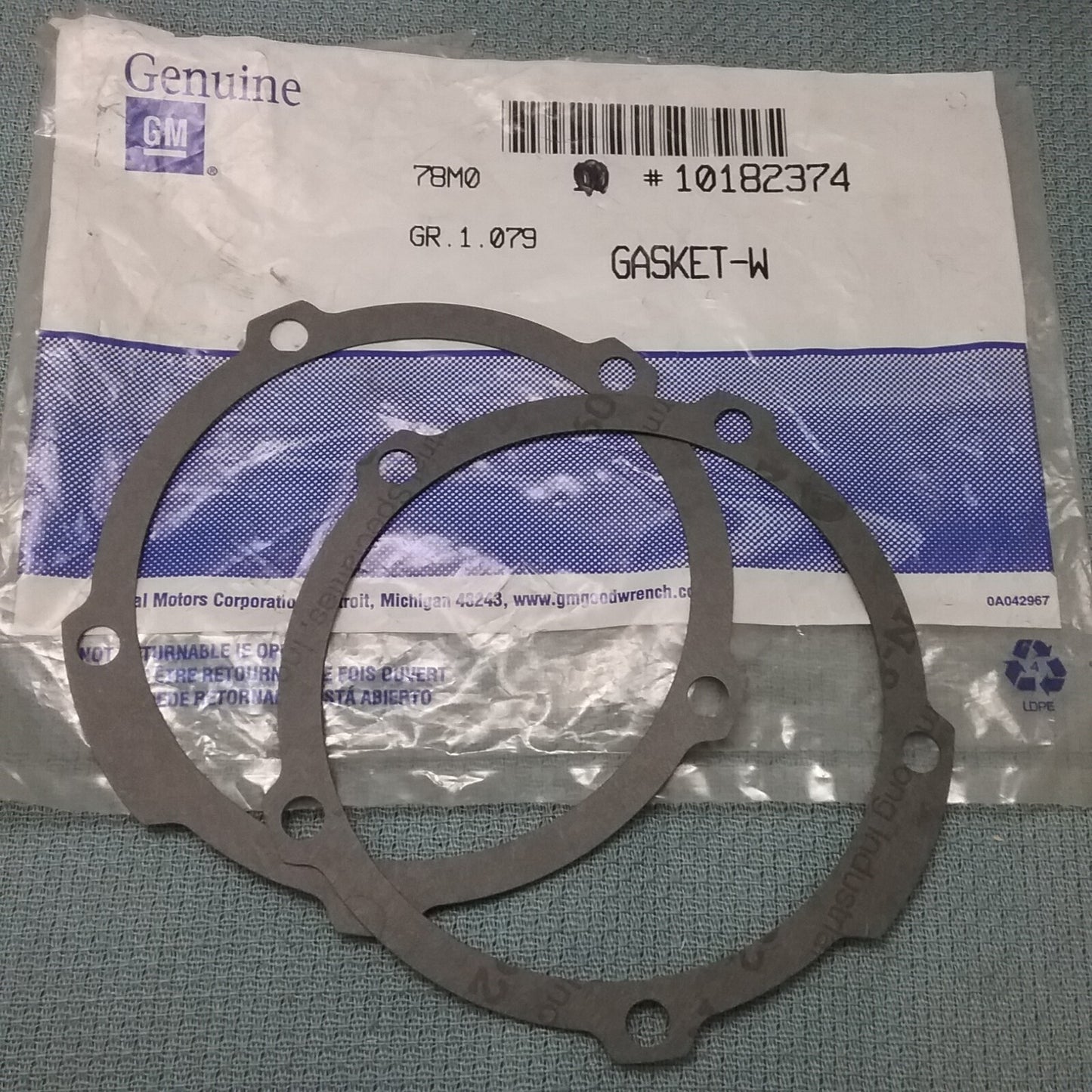 QTY 2 NEW GENUINE GM 10182374 GASKET, WATER PUMP ACDELCO 251-2018
