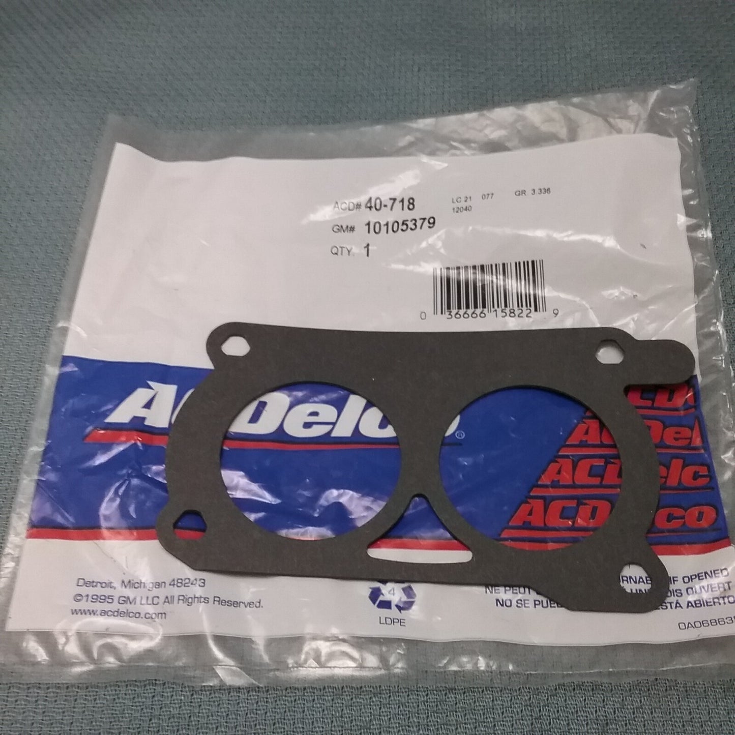 NEW ACDELCO 40-718 Fuel Injection Throttle Body Mounting Gasket GM 10105379